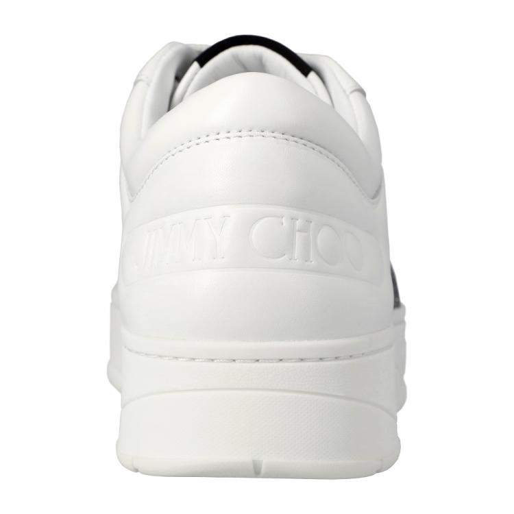 مملوكة مسبقًا Jimmy Choo White/Silver Calf Leather Coarse Glitter Stripe Hawaii Sneakers Size EU 36