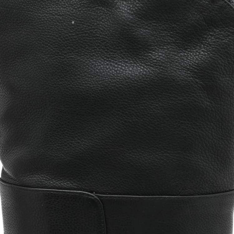 Pre Owned Jimmy Choo Black Leather Mitty Flat Over The Knee Boots Size 34.5