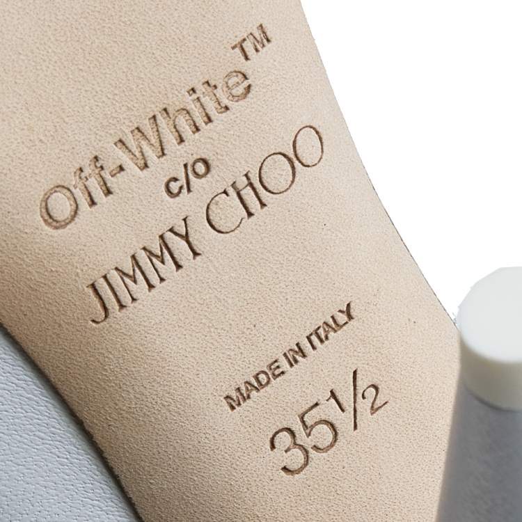 Pre Owned Jimmy Choo x Off-White Leather Calf Length Boots Size 35.5