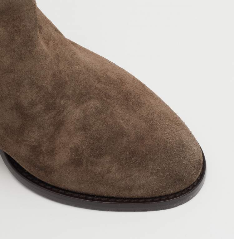 Pre Owned Jimmy Choo Mink Brown Suede And Leather Mayfair Block Heel Thigh High Boots Size 36.5