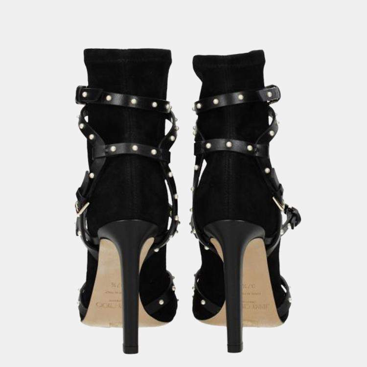 Pre Owned Jimmy Choo Black Brianna Studded Ankle Boots Size US 7 EU 37.5