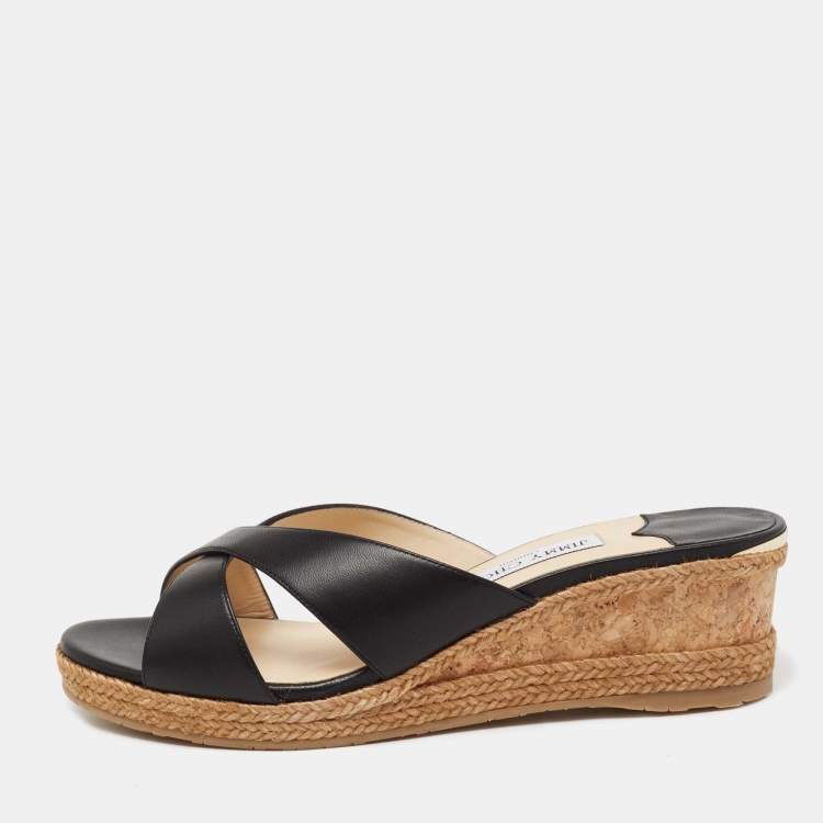 cork platform sandals black