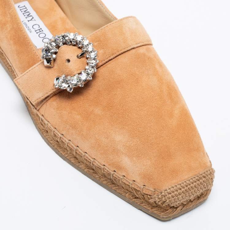 Pre Owned Jimmy Choo Beige Suede Dru Espadrille Flats Size 39