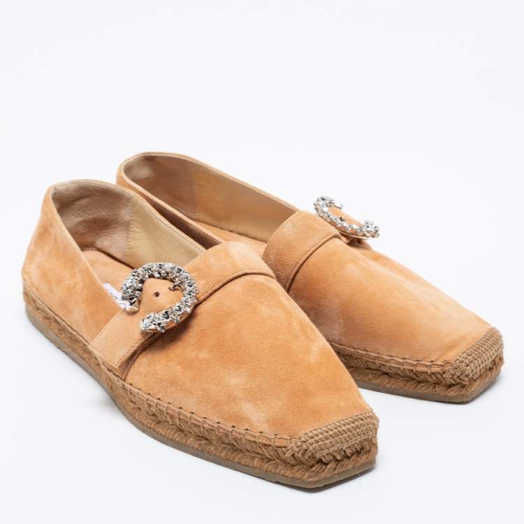 Pre Owned Jimmy Choo Beige Suede Dru Espadrille Flats Size 39