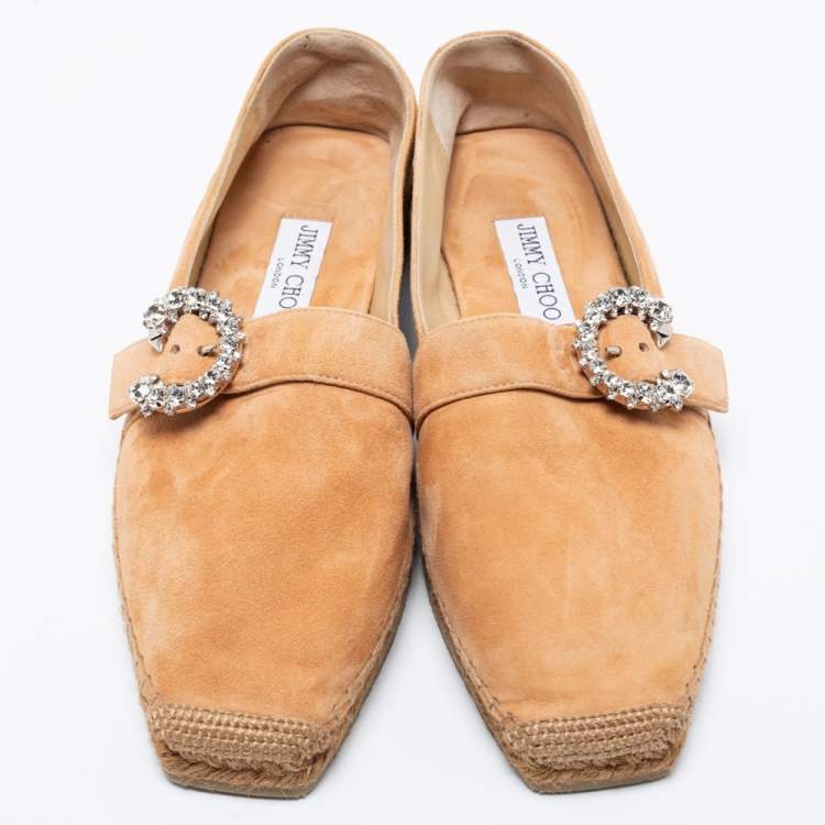 Pre Owned Jimmy Choo Beige Suede Dru Espadrille Flats Size 39
