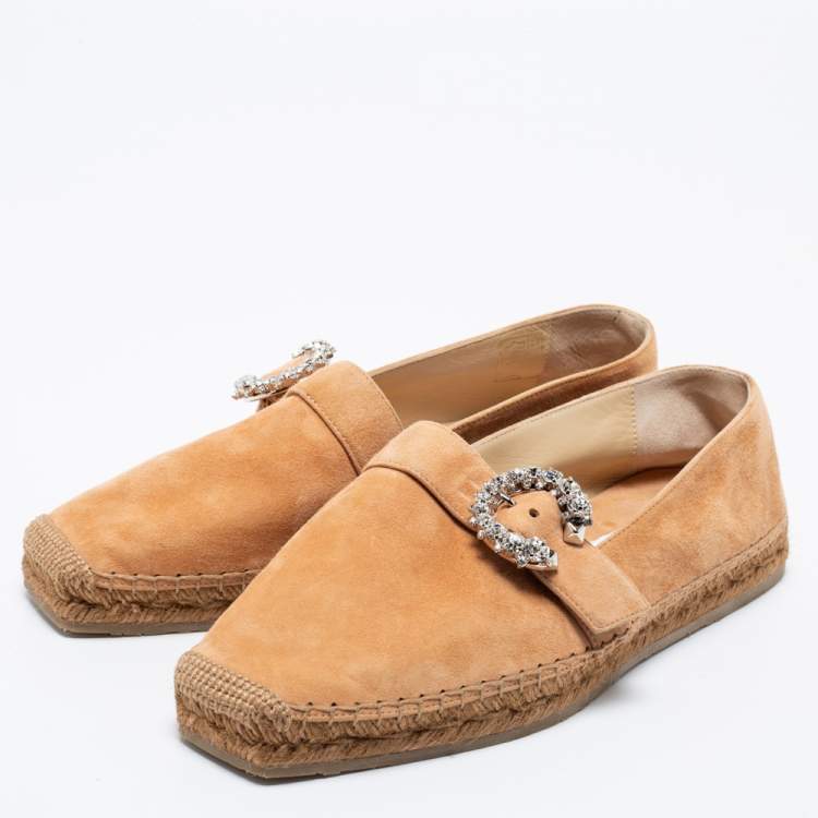 Pre Owned Jimmy Choo Beige Suede Dru Espadrille Flats Size 39