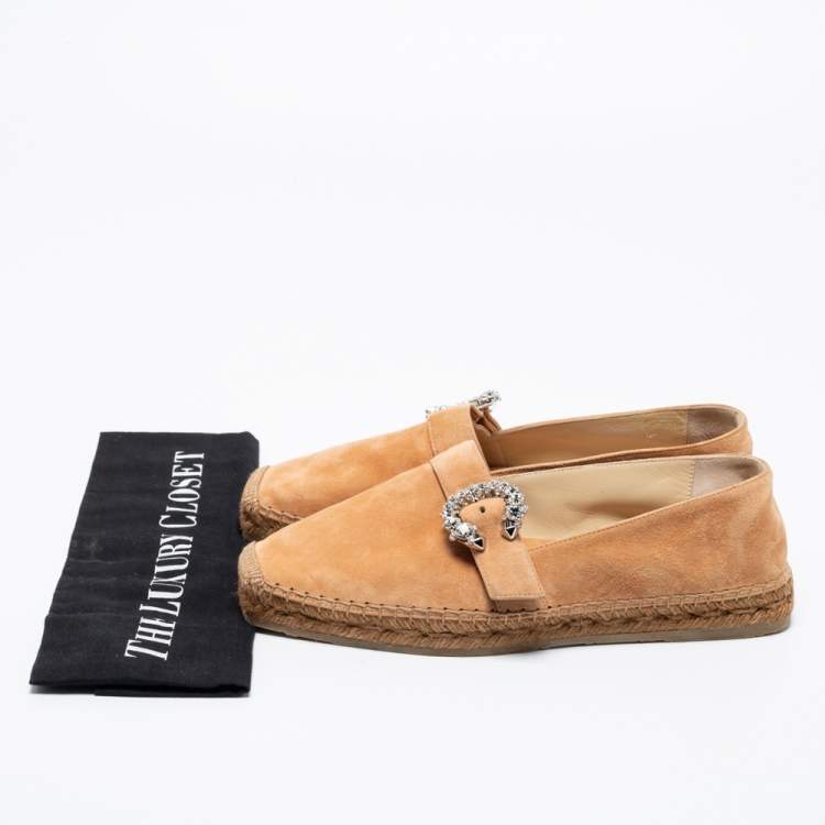 Pre Owned Jimmy Choo Beige Suede Dru Espadrille Flats Size 39