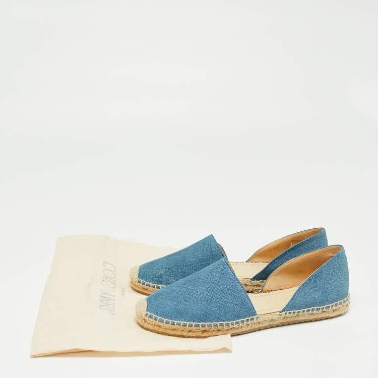 Pre Owned Jimmy Choo Blue Demin Cutout Espadrille Flats Size 36.5