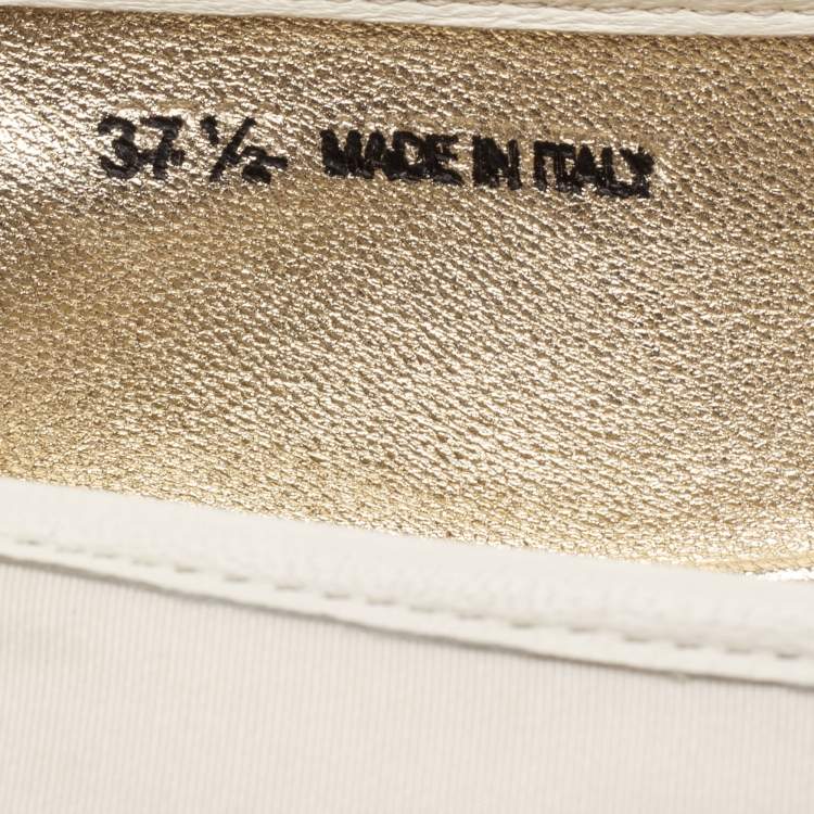 Pre Owned Jimmy Choo Multicolor Canvas And Leather Ballet Flats Size 37.5