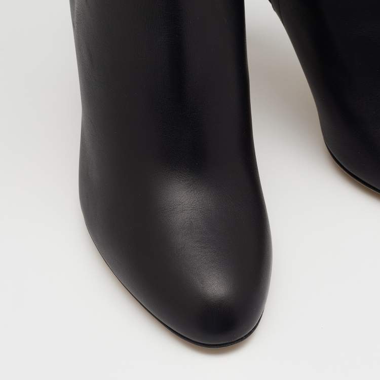 Pre Owned Jimmy Choo Black Leather Toni Over the Knee Boots Size 41