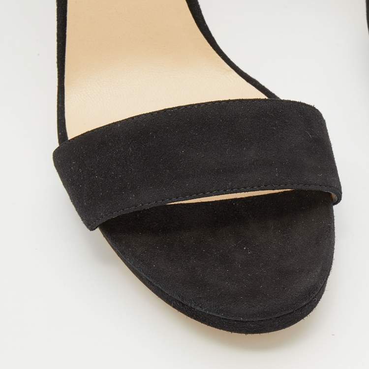 Pre Owned Jimmy Choo Black Suede Ankle Strap Sandals Size 38.5