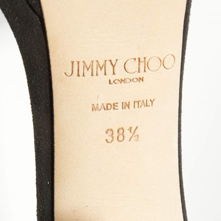 Pre Owned Jimmy Choo Black Suede Ankle Strap Sandals Size 38.5