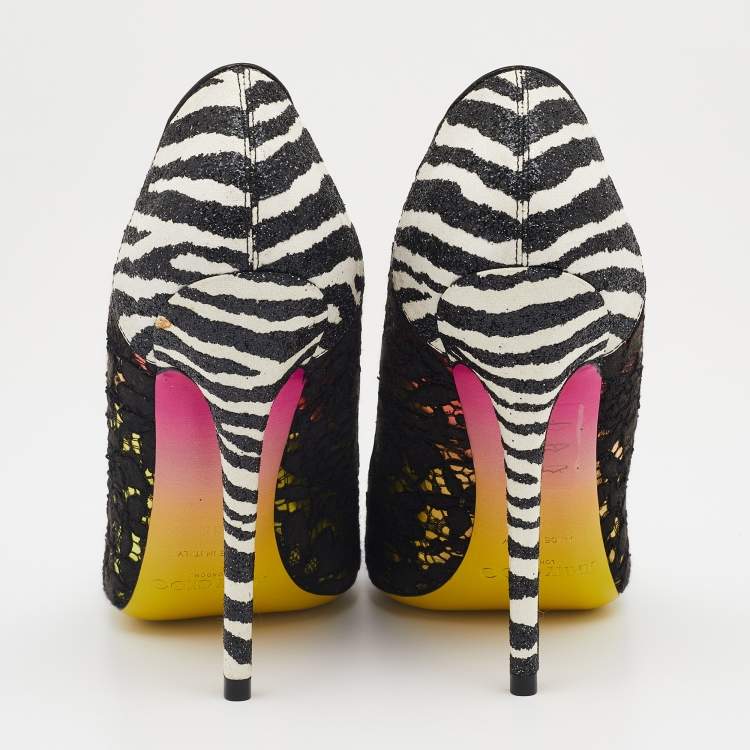 Pre Owned Jimmy Choo Multicolor Lace, Leather And Fabric Rob Pruitt Anouk Pointed Toe Pumps Size 36
