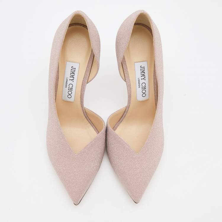 Pre Owned Jimmy Choo Pink Glitter Sophia D'orsay Pumps Size 37.5
