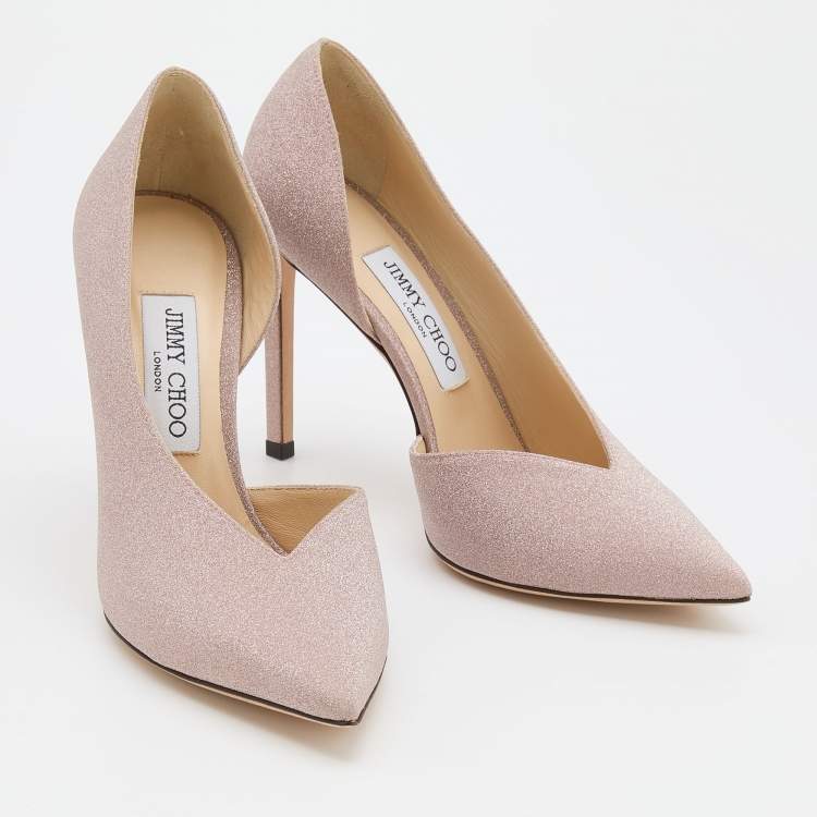 Pre Owned Jimmy Choo Pink Glitter Sophia D'orsay Pumps Size 37.5