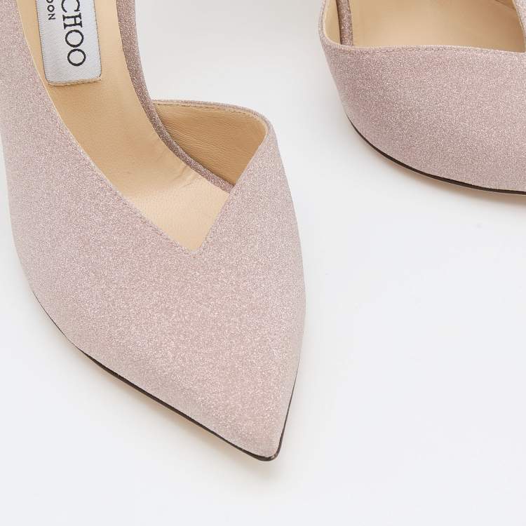 Pre Owned Jimmy Choo Pink Glitter Sophia D'orsay Pumps Size 37.5
