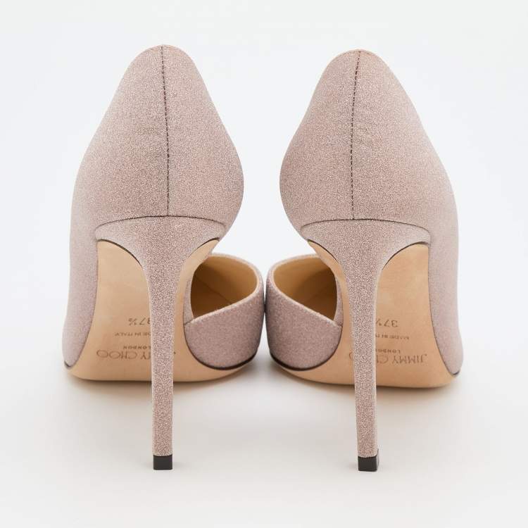 Pre Owned Jimmy Choo Pink Glitter Sophia D'orsay Pumps Size 37.5
