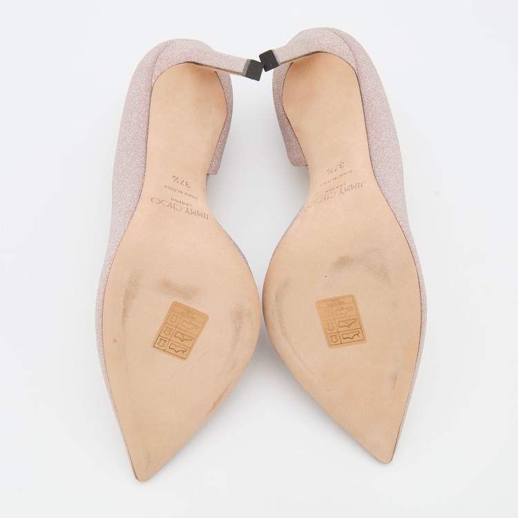 Pre Owned Jimmy Choo Pink Glitter Sophia D'orsay Pumps Size 37.5