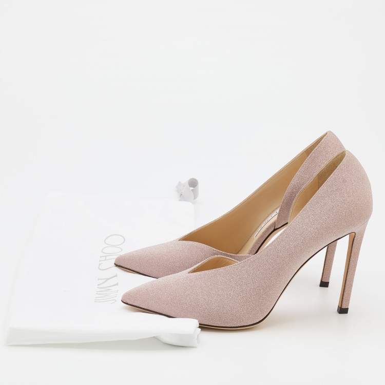 Pre Owned Jimmy Choo Pink Glitter Sophia D'orsay Pumps Size 37.5