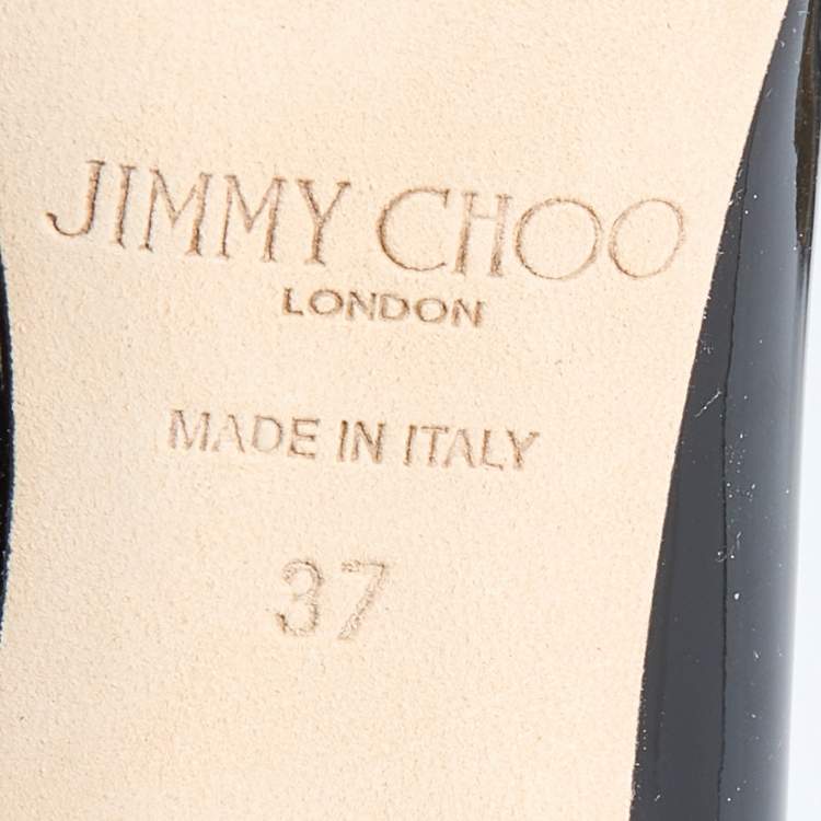 Pre Owned Jimmy Choo Black Patent Leather Dianne Block Heel Pumps Size 37