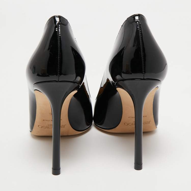 مملوكة مسبقًا Jimmy Choo Black Patent Leather Romy Pumps Size 36