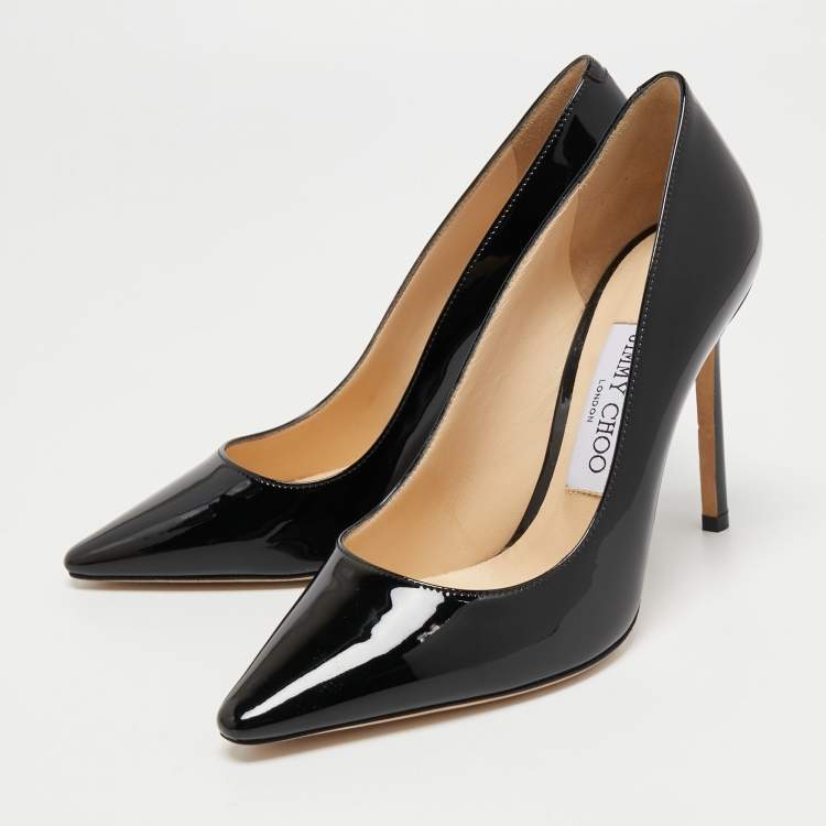 مملوكة مسبقًا Jimmy Choo Black Patent Leather Romy Pumps Size 36