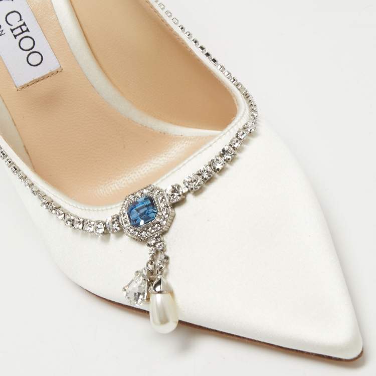 مملوكة مسبقًا Jimmy Choo White  Satin Love Pumps Size 40
