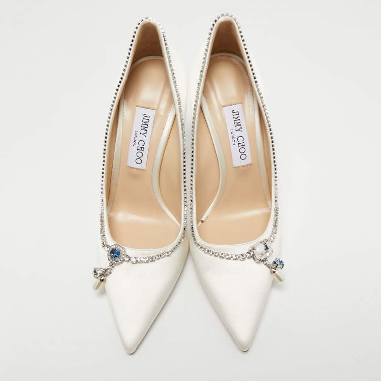 مملوكة مسبقًا Jimmy Choo White  Satin Love Pumps Size 40