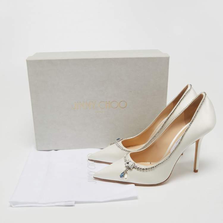 مملوكة مسبقًا Jimmy Choo White  Satin Love Pumps Size 40
