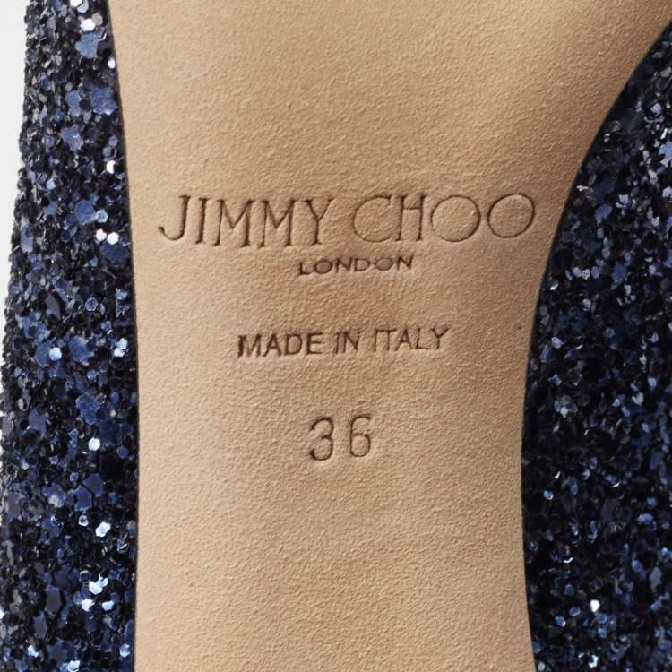 Pre Owned Jimmy Choo Blue Ombre Coarse Glitter Romy Pumps Size 36