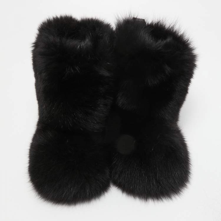 Pre Owned Jimmy Choo Black Fox Fur Ankle Boots Size 39