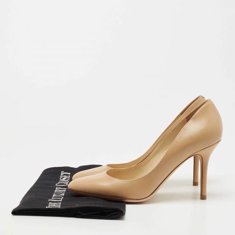 مملوكة مسبقًا Jimmy Choo Beige Leather Gilbert Pumps Size 36