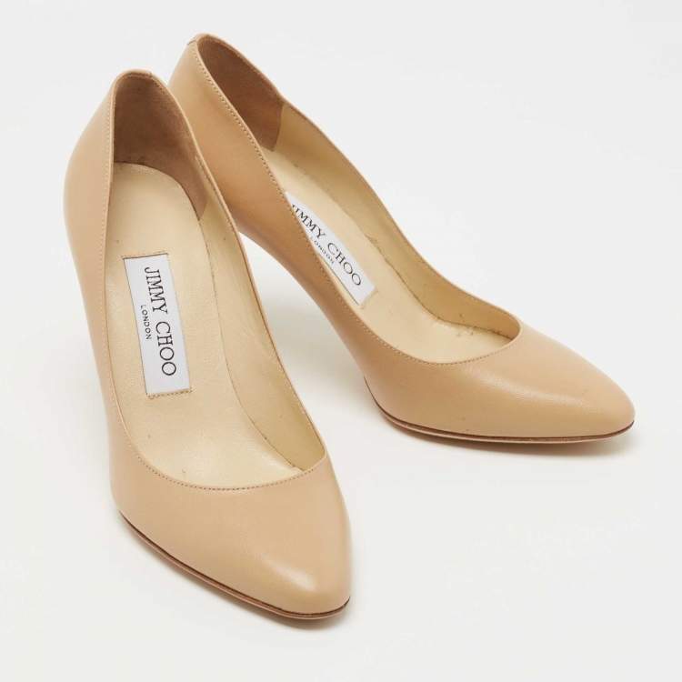 مملوكة مسبقًا Jimmy Choo Beige Leather Gilbert Pumps Size 36