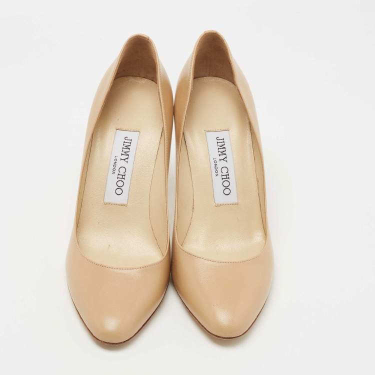 مملوكة مسبقًا Jimmy Choo Beige Leather Gilbert Pumps Size 36