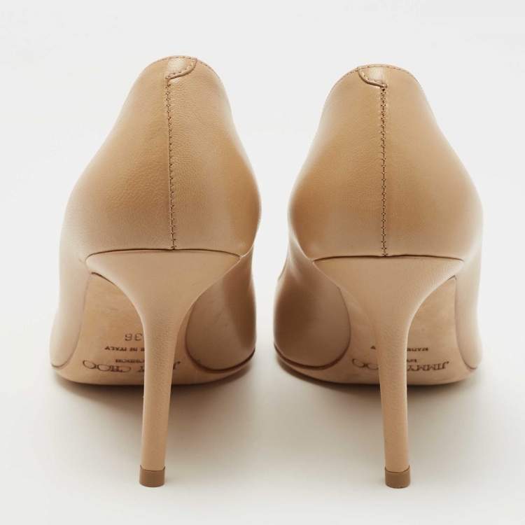 مملوكة مسبقًا Jimmy Choo Beige Leather Gilbert Pumps Size 36