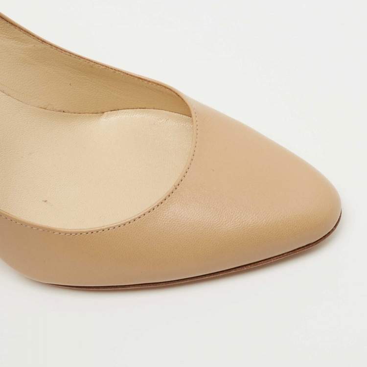مملوكة مسبقًا Jimmy Choo Beige Leather Gilbert Pumps Size 36