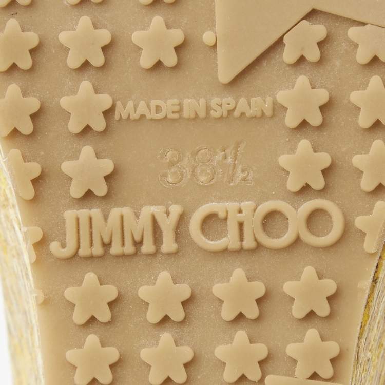 Pre Owned Jimmy Choo Yellow Python Leather Prima Wedge Sandals Size  38.5