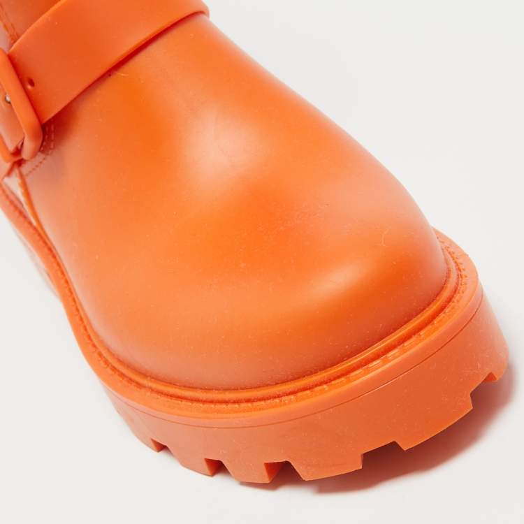 Pre Owned Jimmy Choo Orange Rubber Rain Boots Size 42