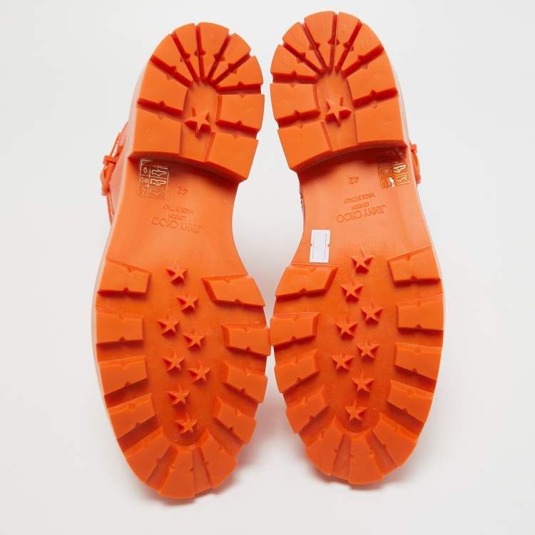 Pre Owned Jimmy Choo Orange Rubber Rain Boots Size 42
