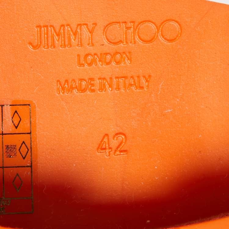 Pre Owned Jimmy Choo Orange Rubber Rain Boots Size 42