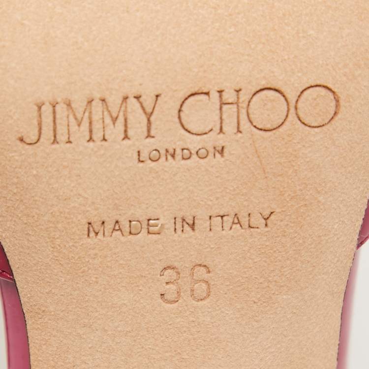 Pre Owned Jimmy Choo Pink Patent Leather Lane Ankle Strap Sandals Size 36