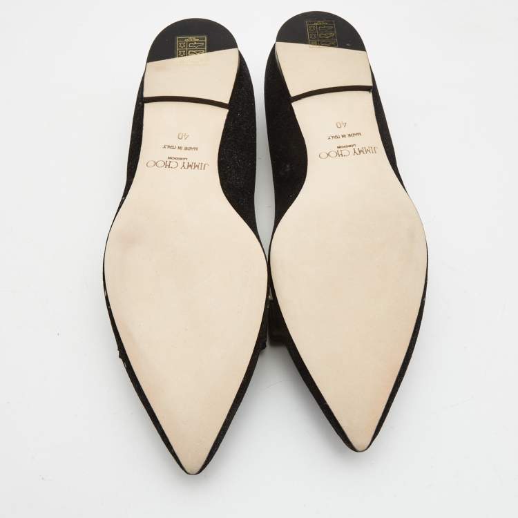 Pre Owned Jimmy Choo Grey Velvet Gala Bow Loafers Size 40