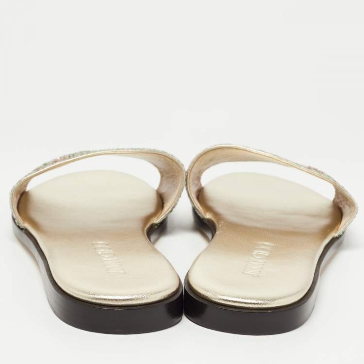 Pre Owned Jimmy Choo Multicolor Glitter Minea JC Flat Slides Size 36