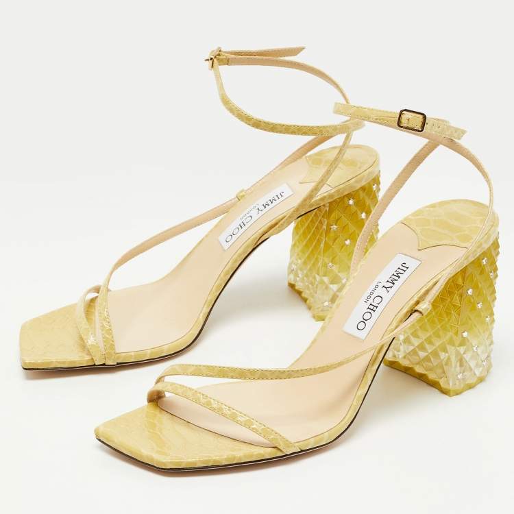 Jimmy Choo Shoes Edina 65 Anthracite Gray Glitter Sandals Mirror Heel  Womens 9.5 | eBay