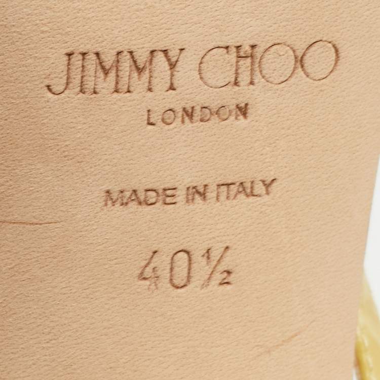 Pre Owned Jimmy Choo Yellow Python Embossed Leather Art Sandals Size 40.5