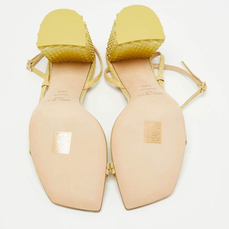 Pre Owned Jimmy Choo Yellow Python Embossed Leather Art Sandals Size 40.5