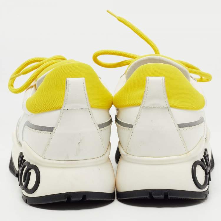 Pre Owned Jimmy Choo Multicolor Leather and Fabric Raine Sneakers Size 38