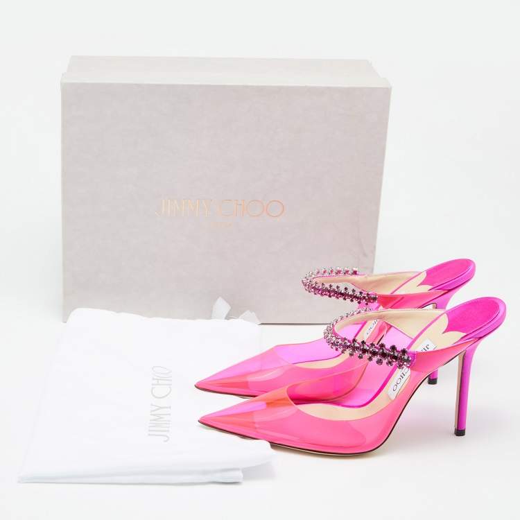 Pre Owned Jimmy Choo Pink Pink PVC and Satin Bing Sandals Size 40