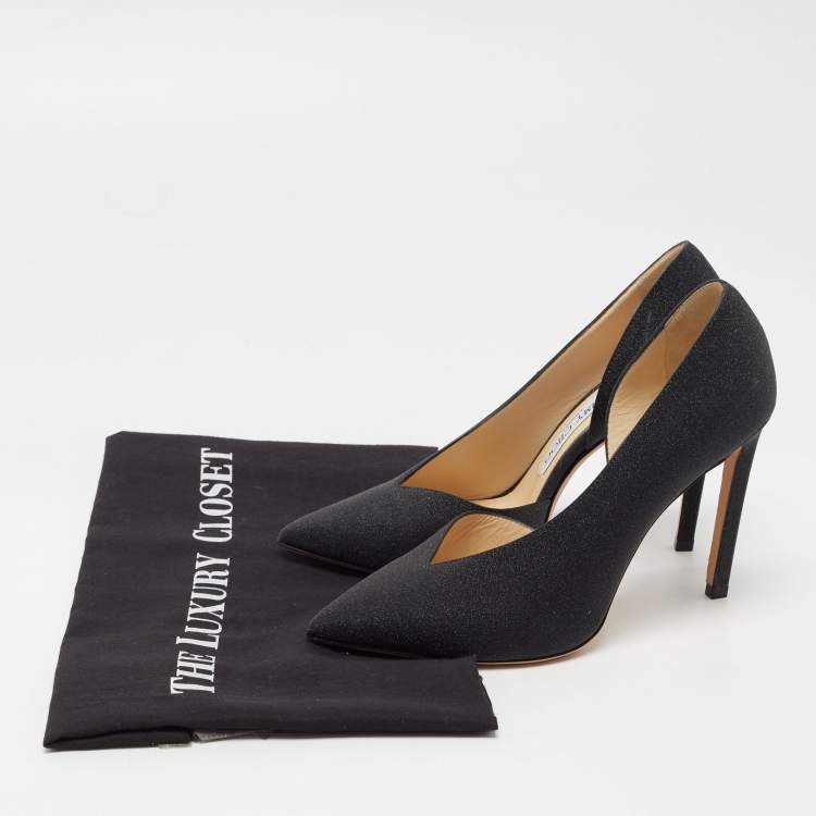 Pre Owned Jimmy Choo Black Glitter Sophia D'orsay Pumps Size 35