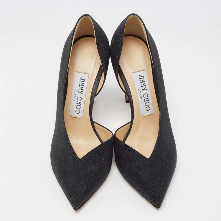 Pre Owned Jimmy Choo Black Glitter Sophia D'orsay Pumps Size 35